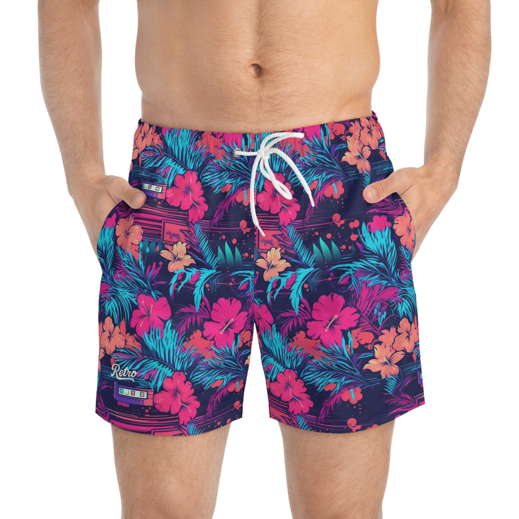 80's Retro Era Swim Trunks
