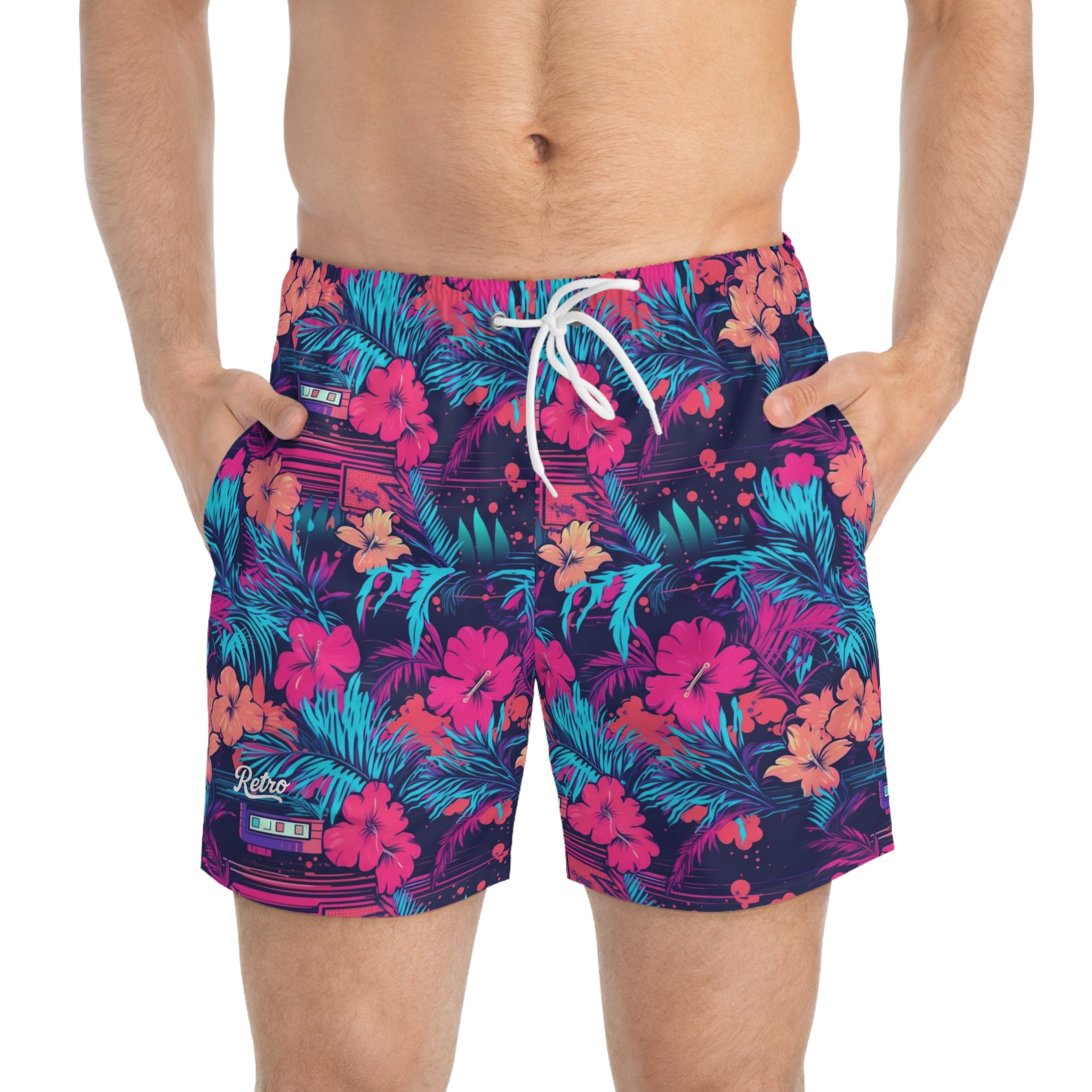 80's Retro Era Swim Trunks