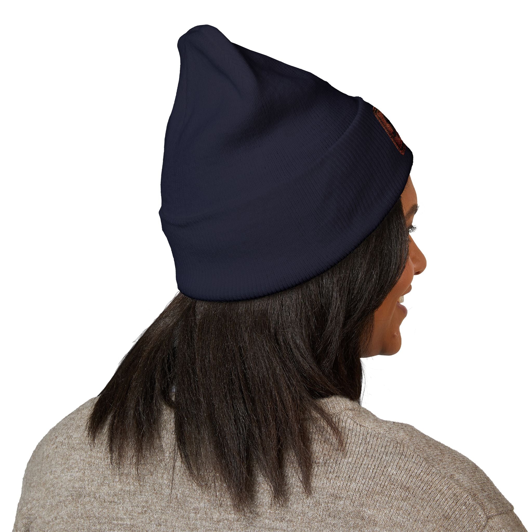 Embroidered 'Relax' Cuffed Beanie — Cozy Winter Knit Hat