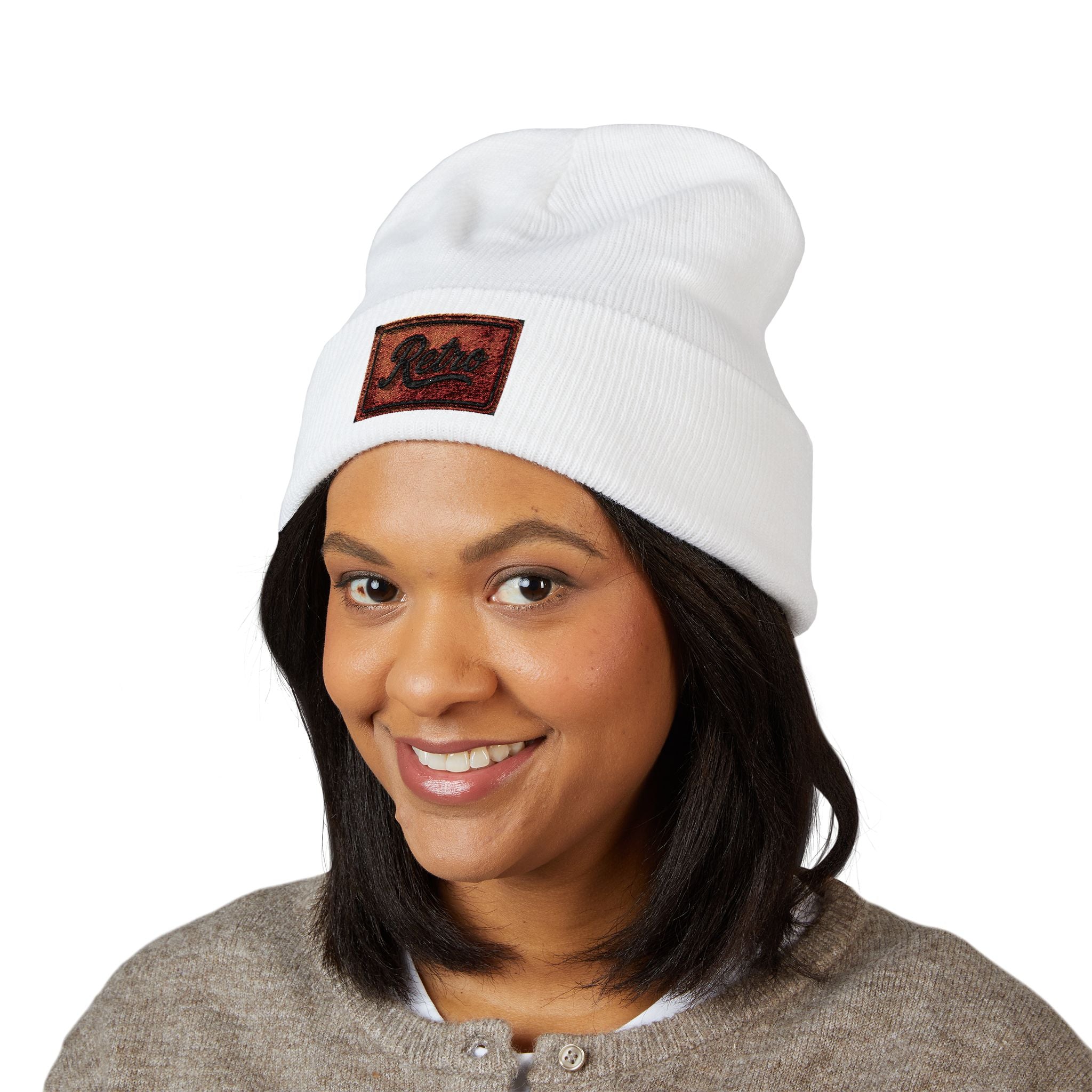 Embroidered 'Relax' Cuffed Beanie — Cozy Winter Knit Hat
