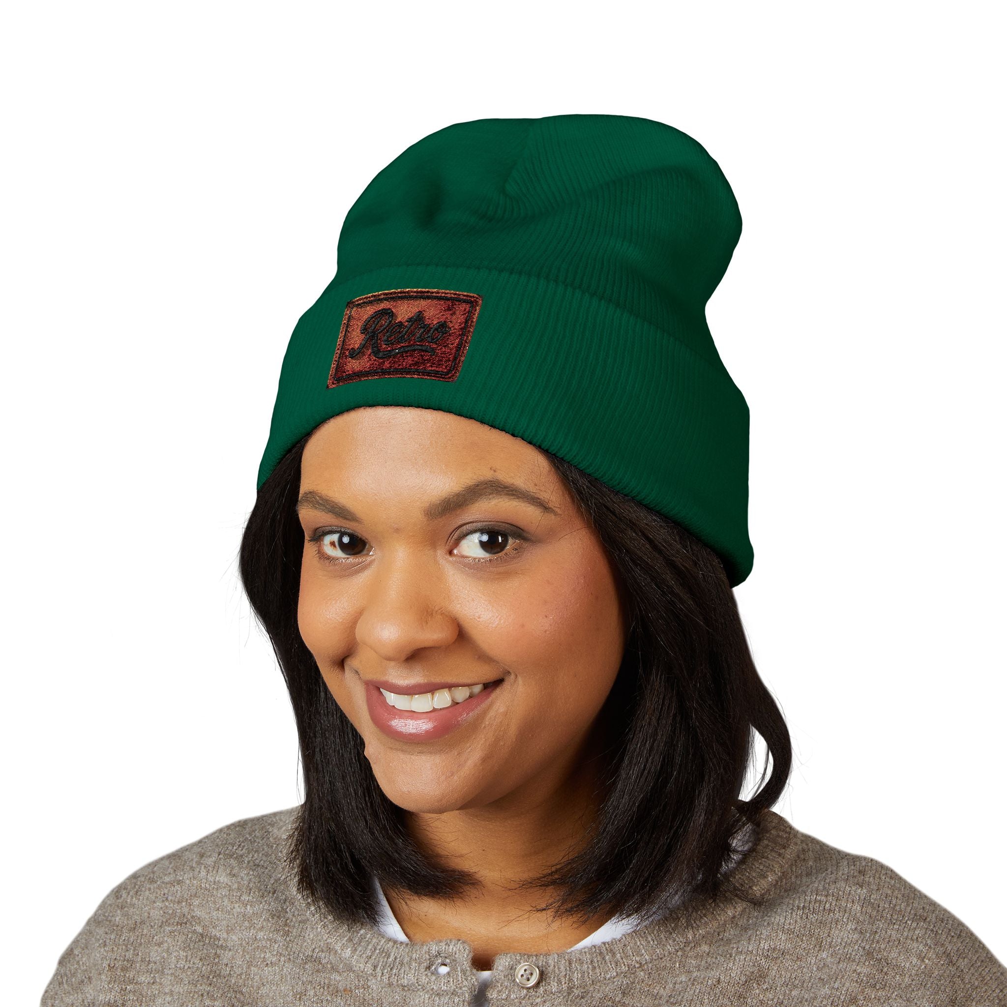 Embroidered 'Relax' Cuffed Beanie — Cozy Winter Knit Hat