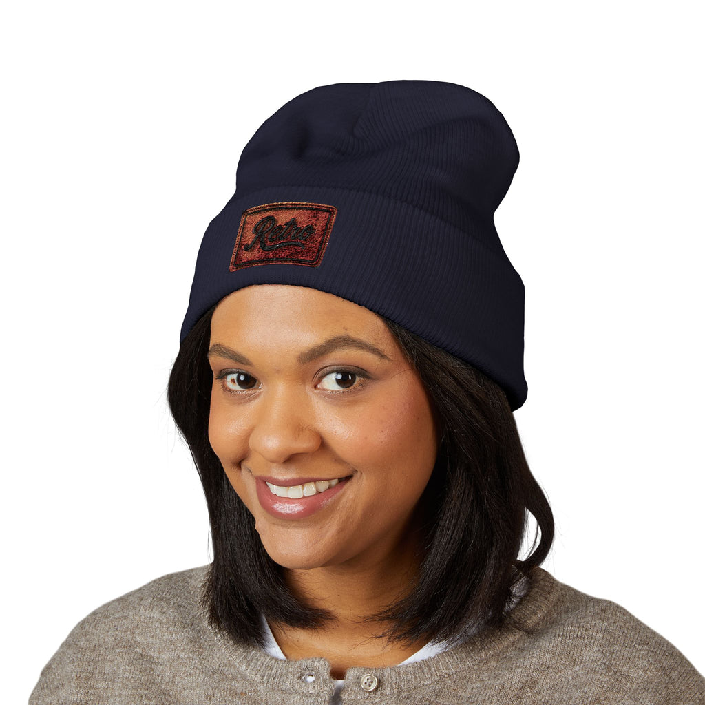 Embroidered 'Relax' Cuffed Beanie — Cozy Winter Knit Hat