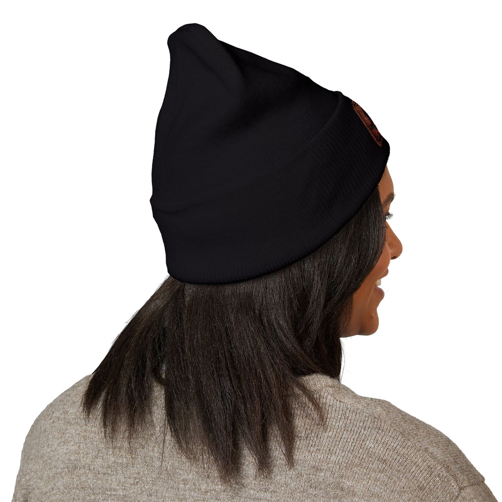 Embroidered 'Relax' Cuffed Beanie — Cozy Winter Knit Hat