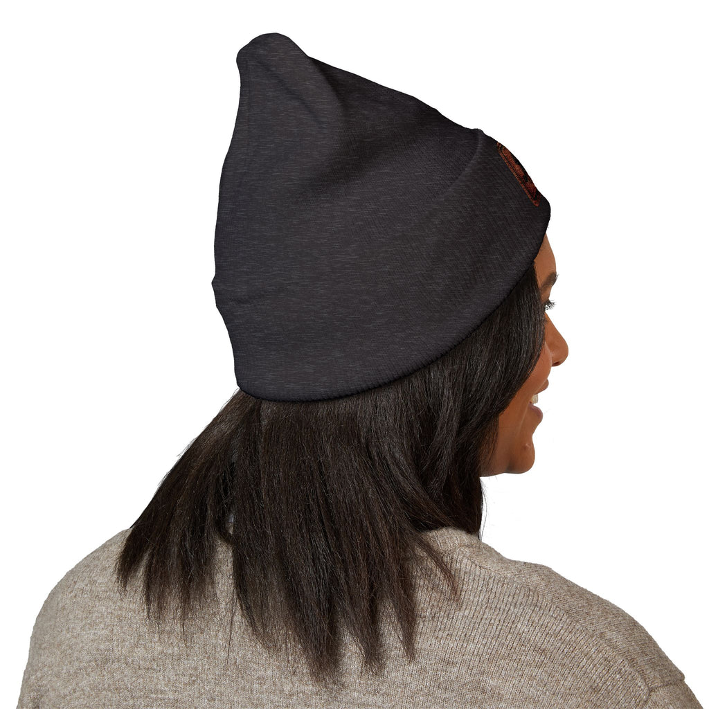 Embroidered 'Relax' Cuffed Beanie — Cozy Winter Knit Hat