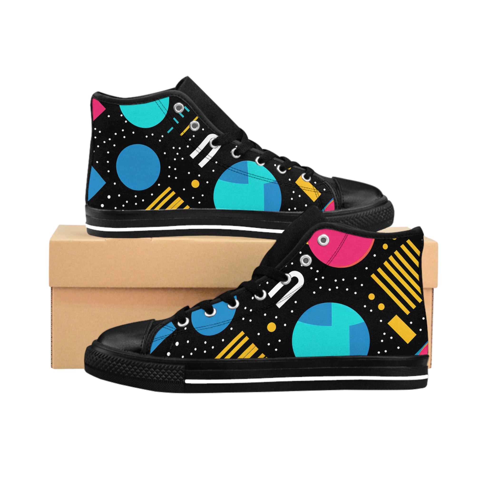 Colorful Patterned High-Top Sneakers | Trendy Footwear for Men | Unique Gift for Birthdays, Holidays, Streetwear Style, Everyday Wear