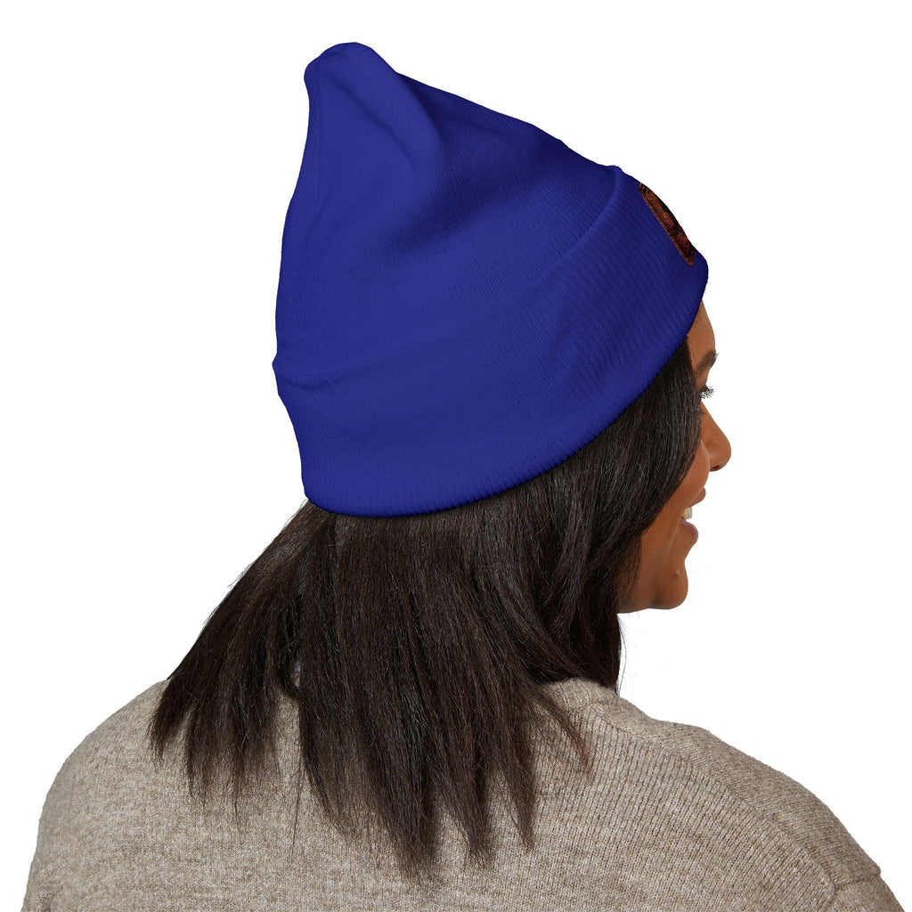 Embroidered 'Relax' Cuffed Beanie — Cozy Winter Knit Hat