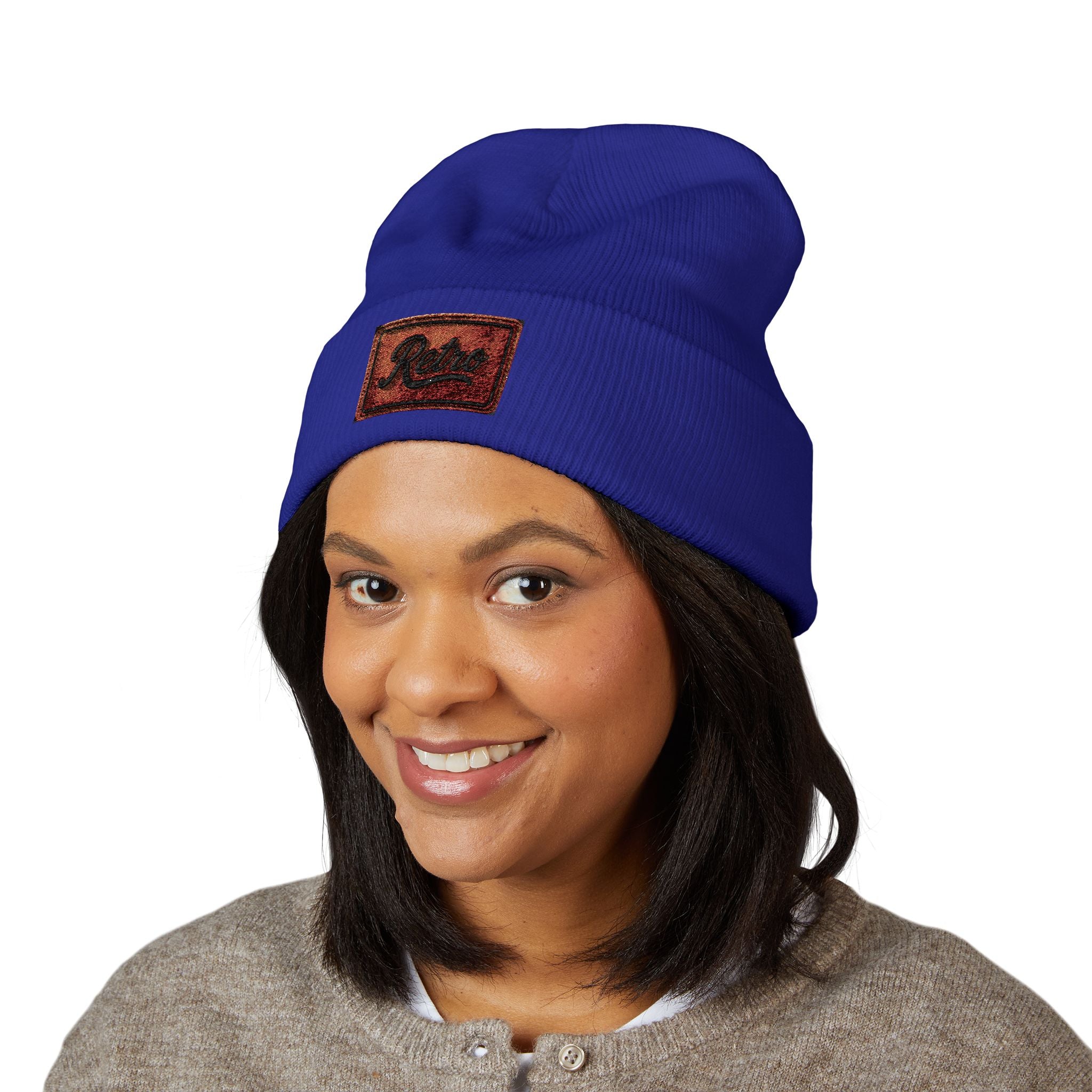 Embroidered 'Relax' Cuffed Beanie — Cozy Winter Knit Hat