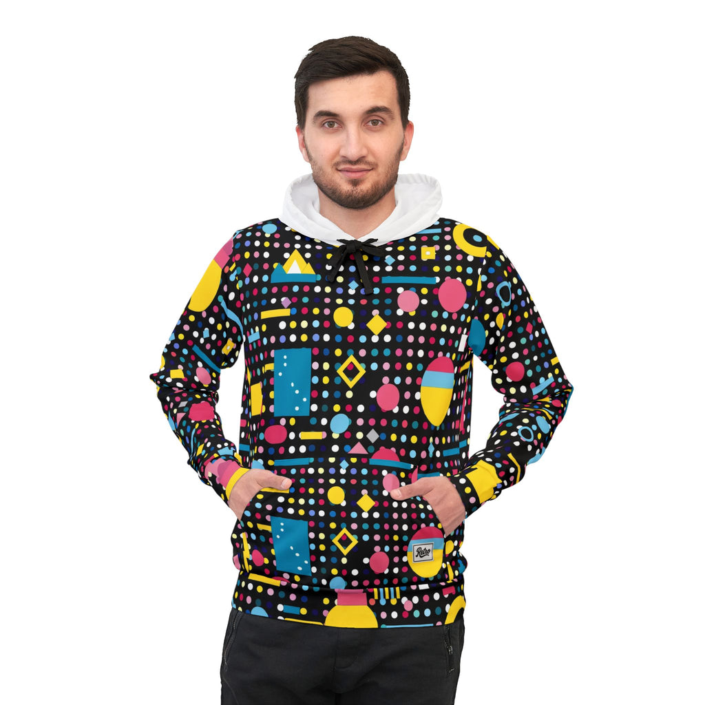 Retro Geo Print Hoodie — 80s Neon Athletic Zip-Up