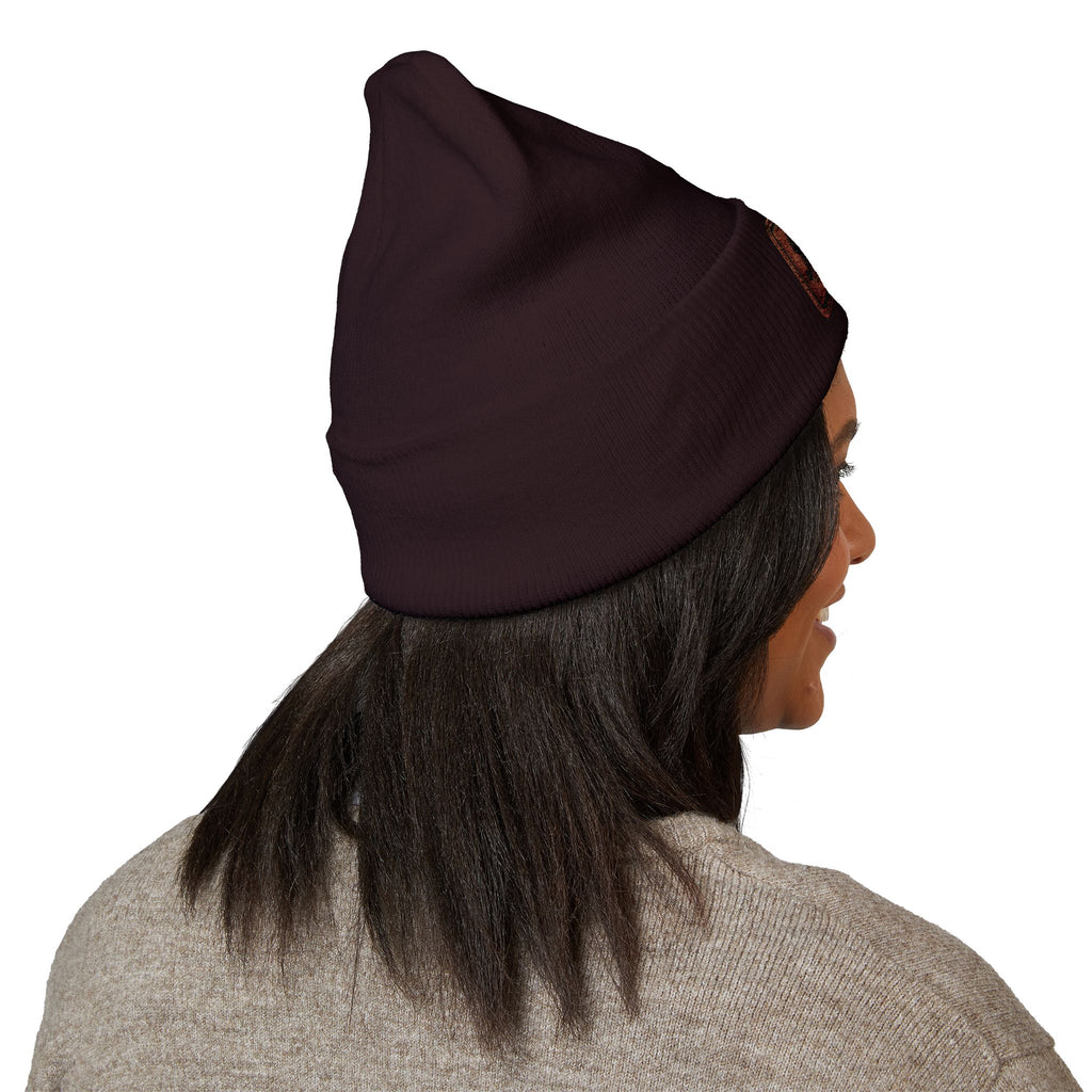 Embroidered 'Relax' Cuffed Beanie — Cozy Winter Knit Hat