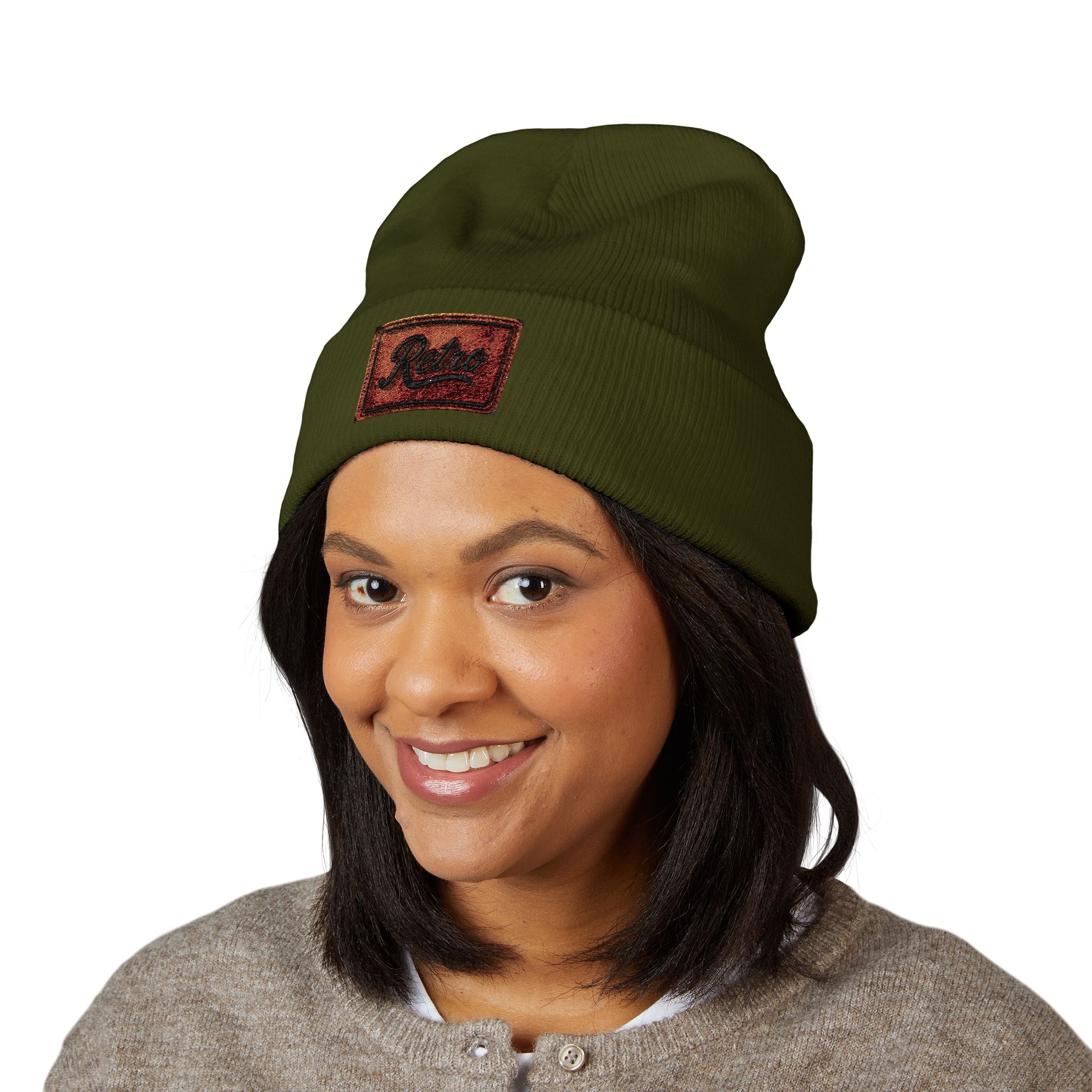 Embroidered 'Relax' Cuffed Beanie — Cozy Winter Knit Hat