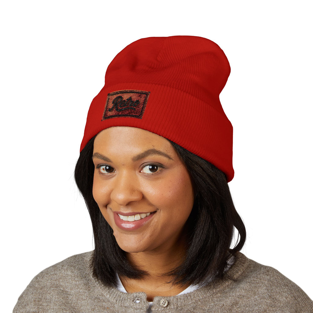 Embroidered 'Relax' Cuffed Beanie — Cozy Winter Knit Hat