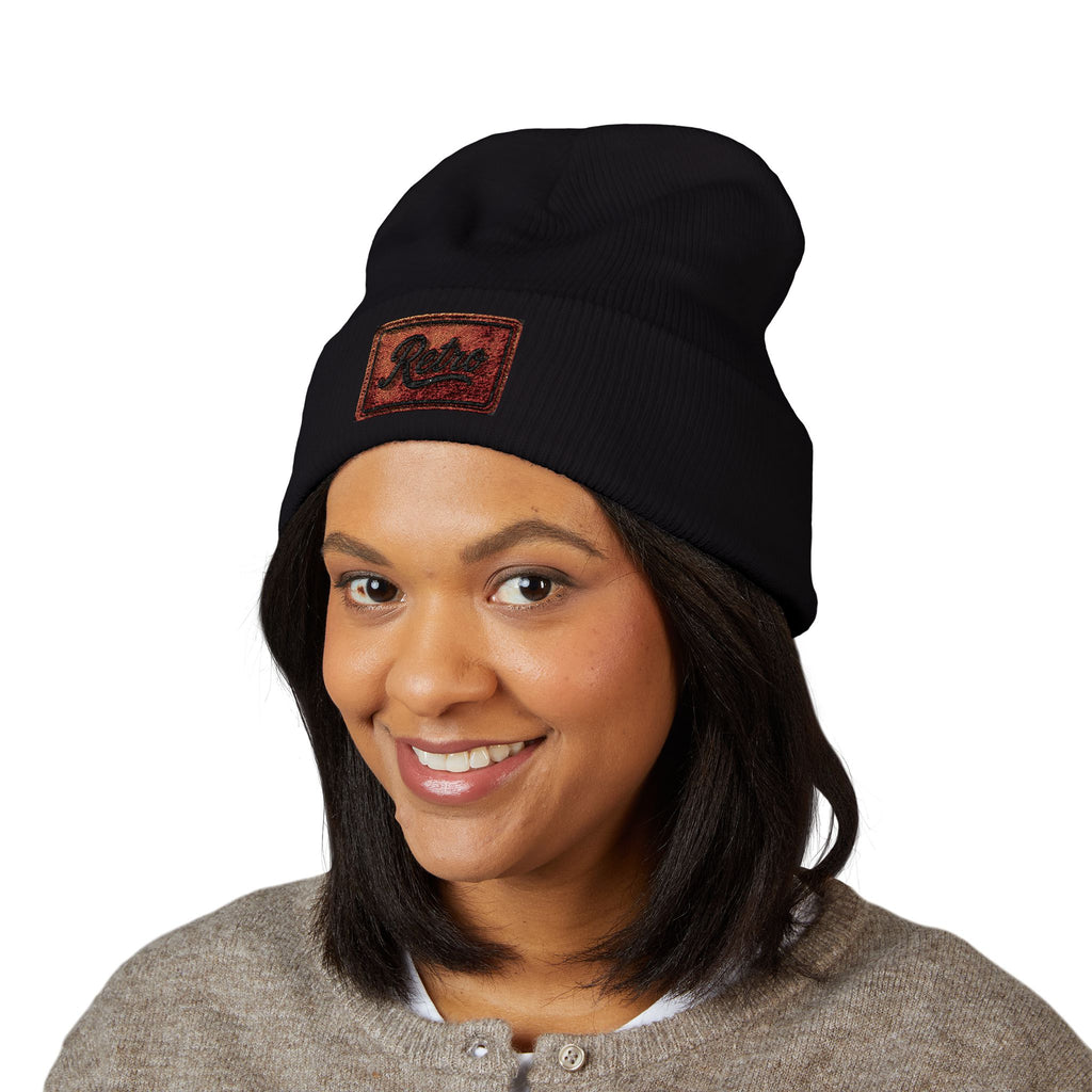 Embroidered 'Relax' Cuffed Beanie — Cozy Winter Knit Hat