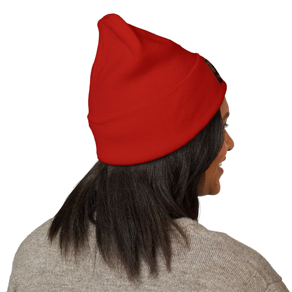 Embroidered 'Relax' Cuffed Beanie — Cozy Winter Knit Hat