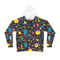 Retro Geo Print Hoodie — 80s Neon Athletic Zip-Up