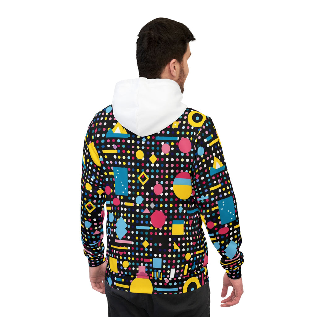 Retro Geo Print Hoodie — 80s Neon Athletic Zip-Up