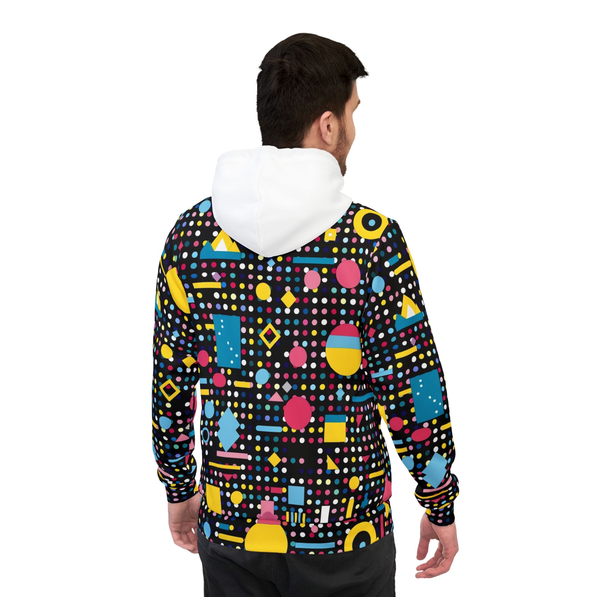 Retro Geo Print Hoodie — 80s Neon Athletic Zip-Up